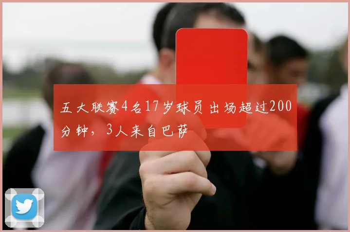 五大联赛4名17岁球员出场超过200分钟，3人来自巴萨